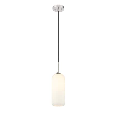 Z-Lite Monty 1 Light Pendant, Brushed Nickel & Matte Opal 732P17-BN